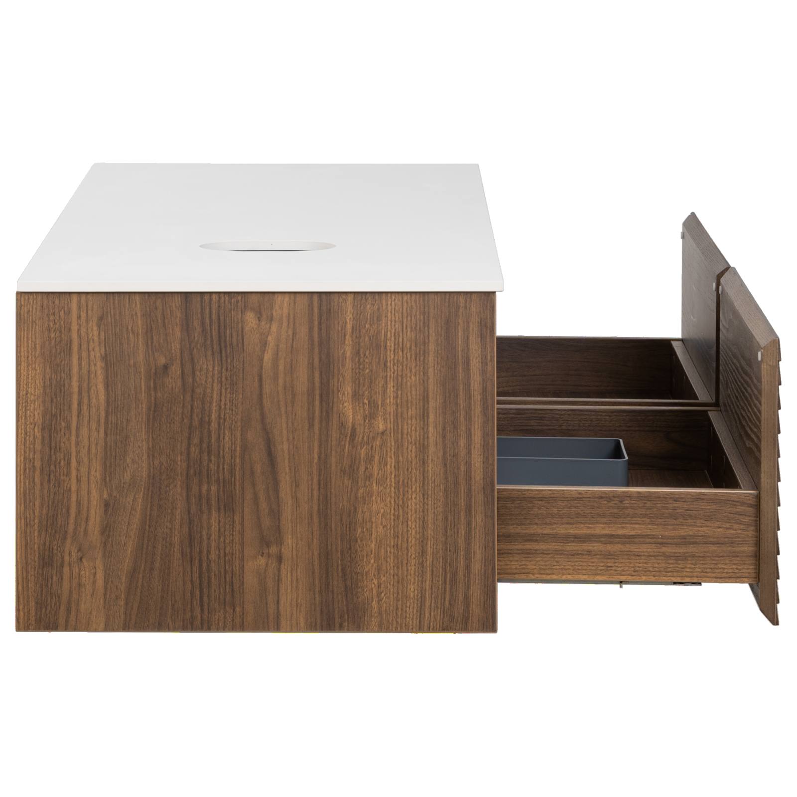 Donna 120 Single Wall Hung Vanity, Dark Walnut