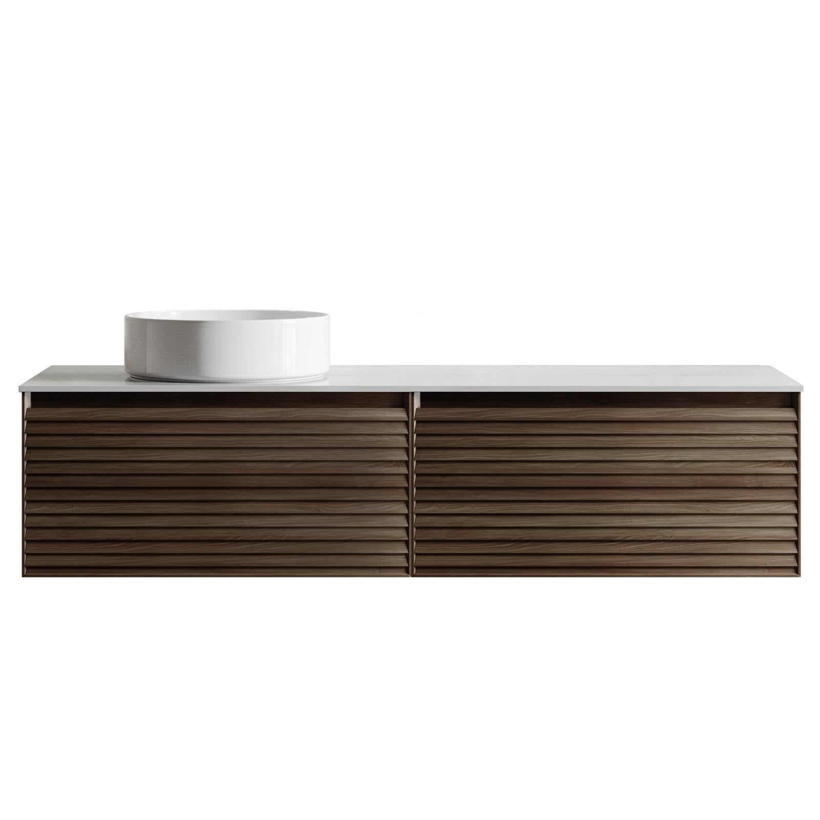 Donna 150 Single Wall Hung Vanity, Dark Walnut