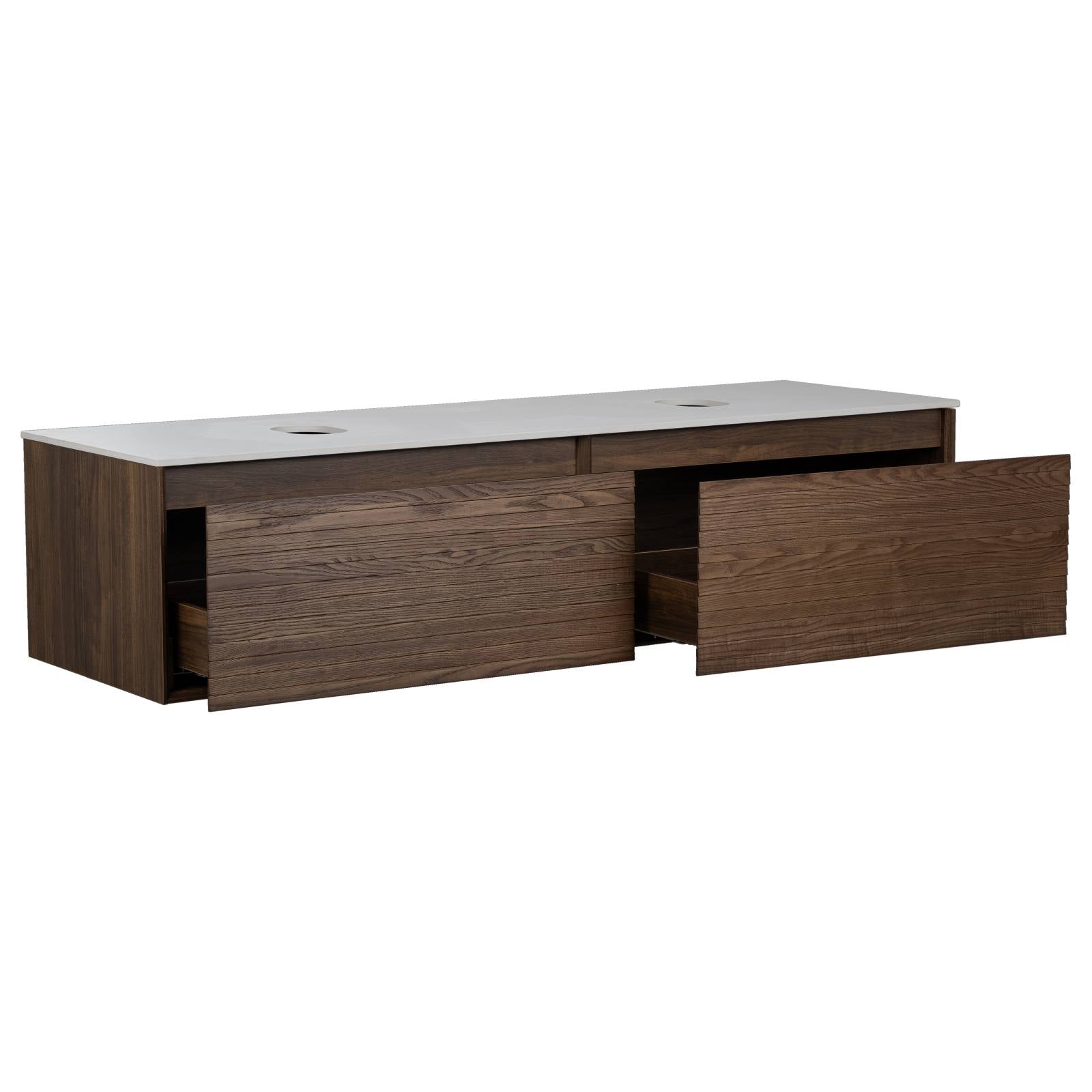 Donna 150 Double Wall Hung Vanity, Dark Walnut