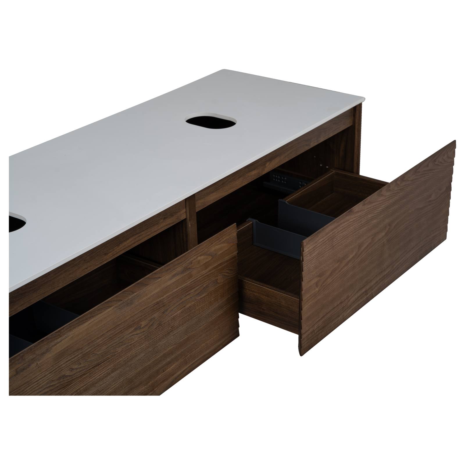 Donna 150 Double Wall Hung Vanity, Dark Walnut