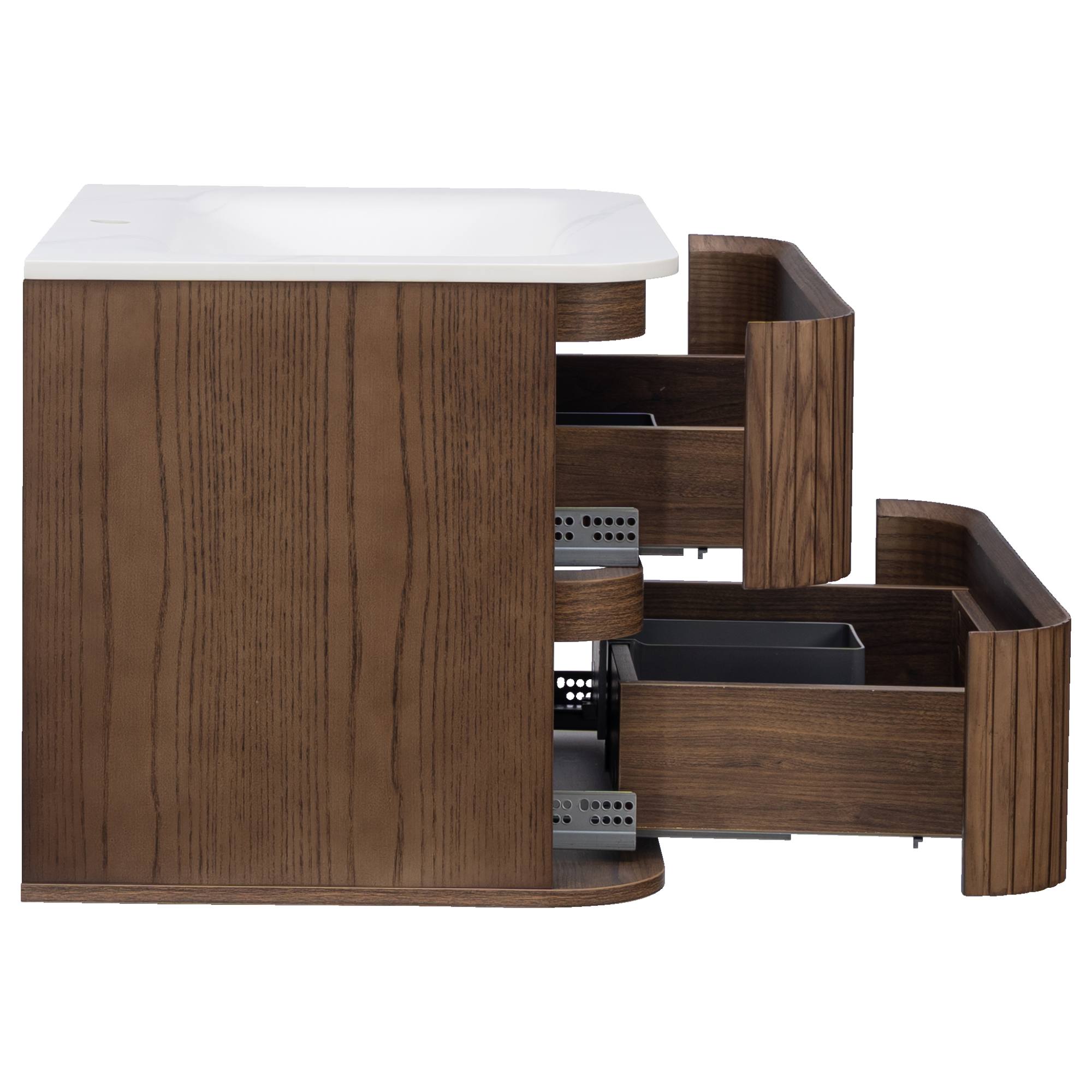 Calso 75cm Wall Hung Single Vanity, Dark Walnut