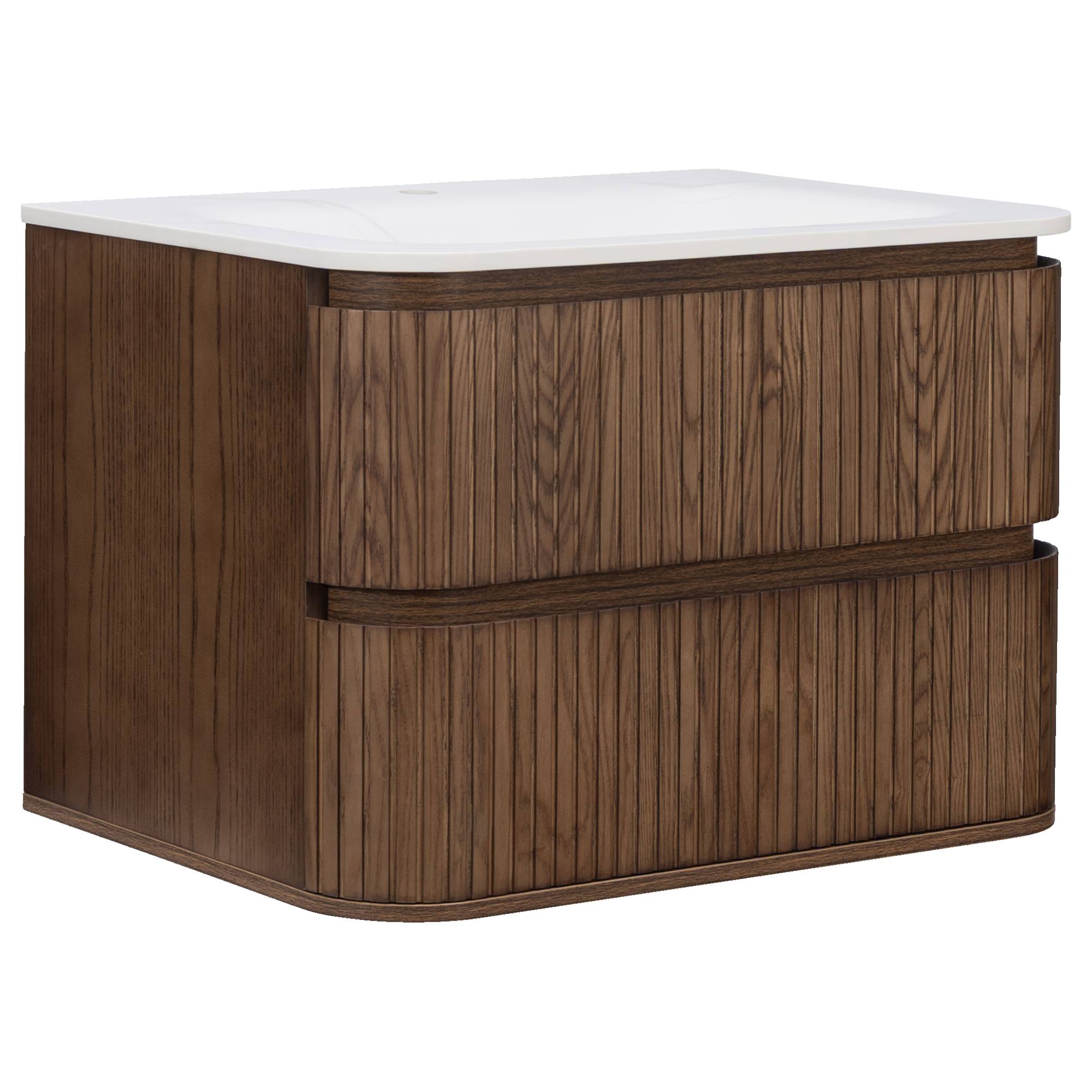 Calso 75cm Wall Hung Single Vanity, Dark Walnut