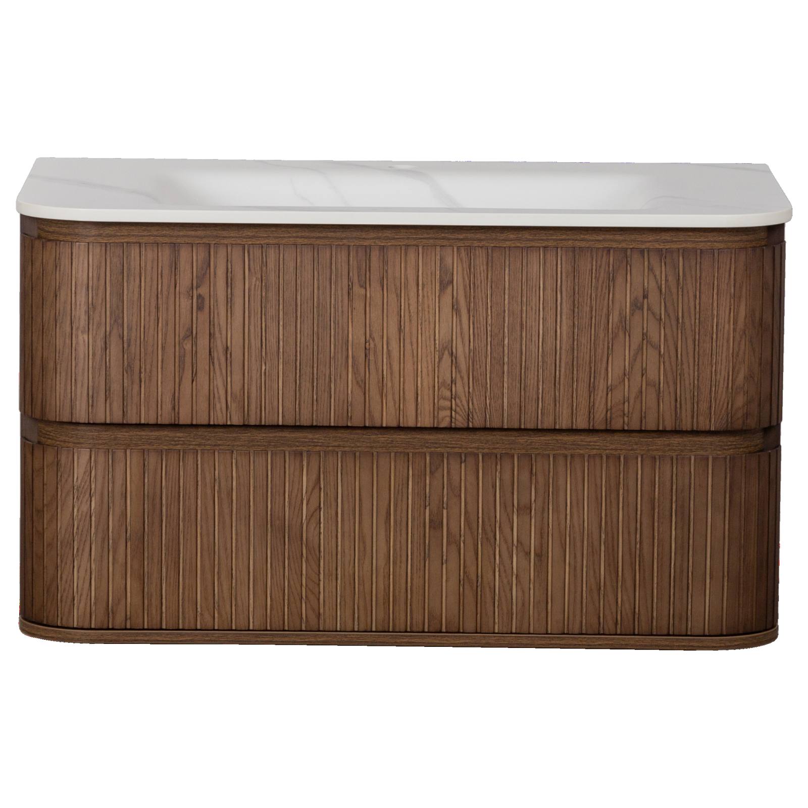 Calso 90cm Single Wall Hung Vanity, Dark Walnut