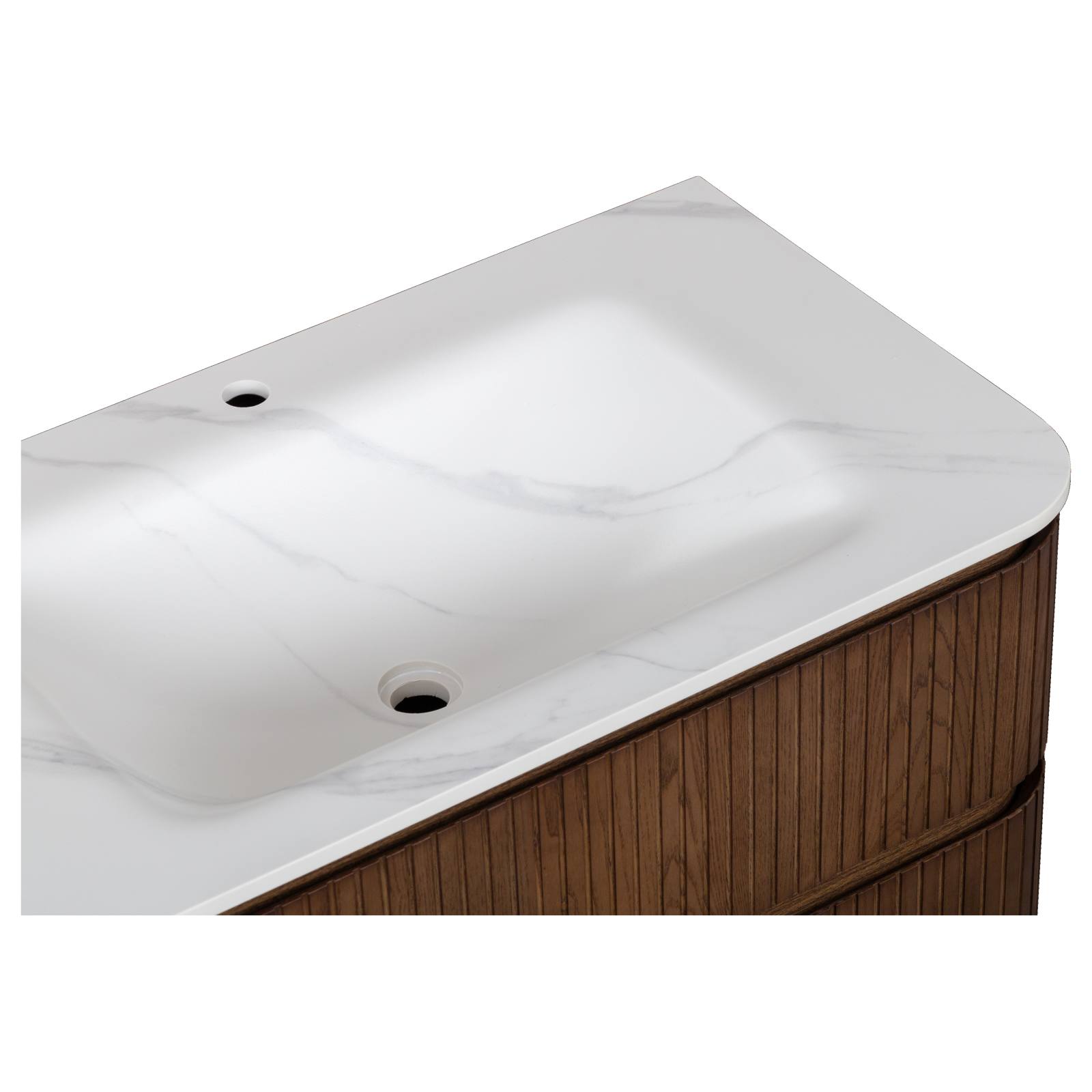 Calso 90cm Single Wall Hung Vanity, Dark Walnut