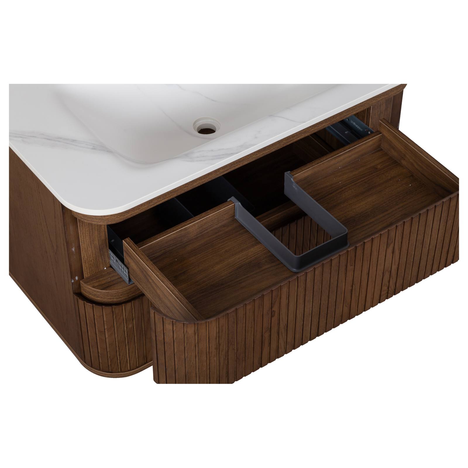 Calso 90cm Single Wall Hung Vanity, Dark Walnut