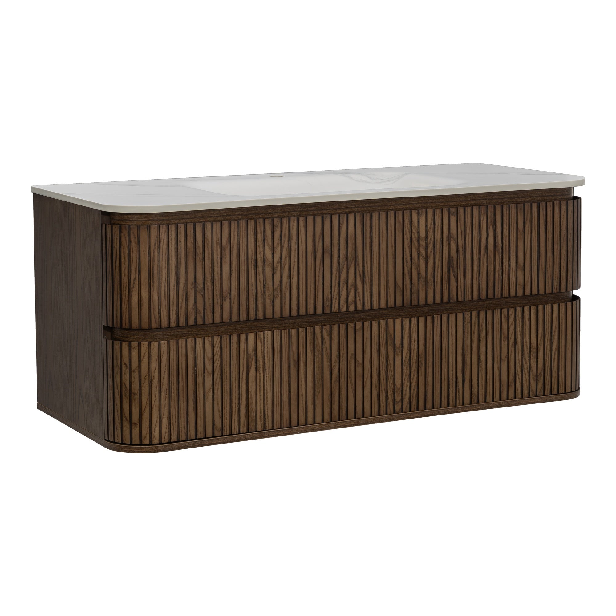 Calso 120cm Single Wall Hung Vanity, Dark Walnut