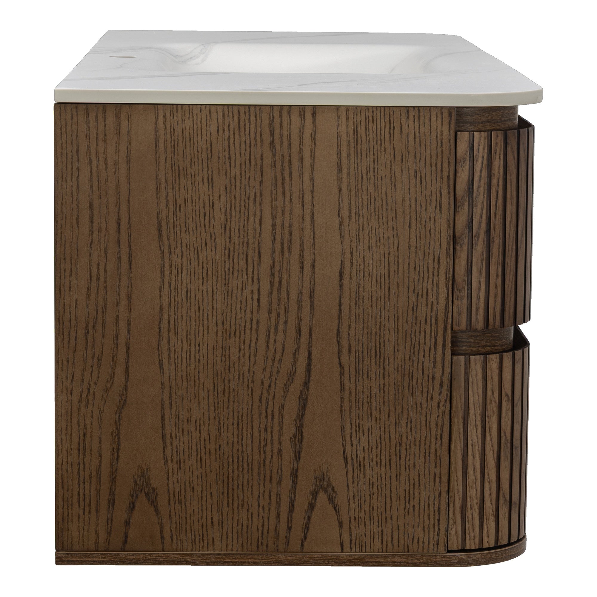 Calso 120cm Single Wall Hung Vanity, Dark Walnut