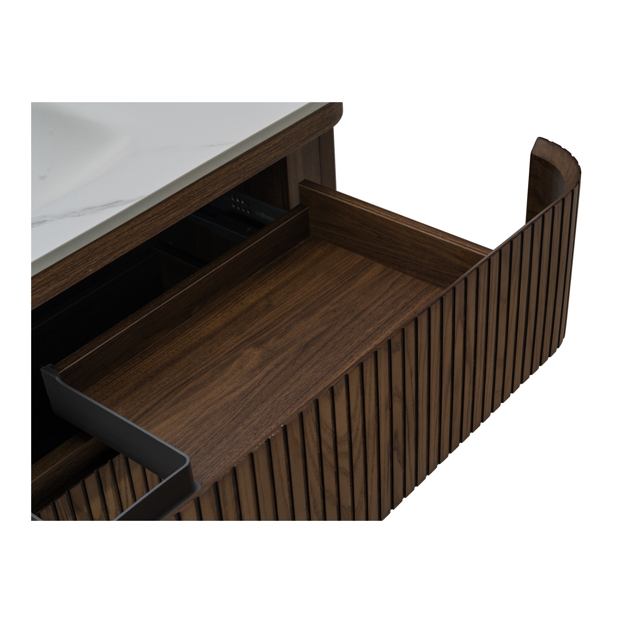 Calso 120cm Single Wall Hung Vanity, Dark Walnut