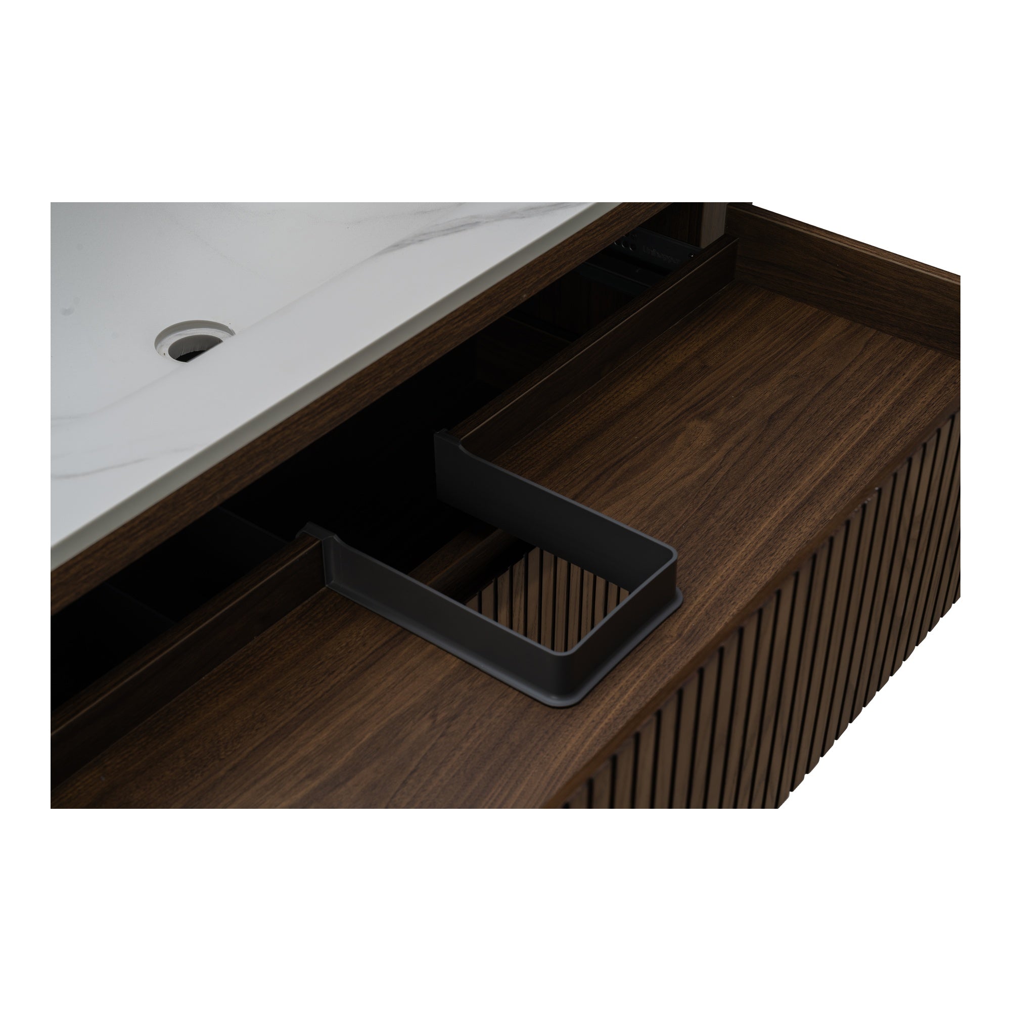 Calso 120cm Single Wall Hung Vanity, Dark Walnut