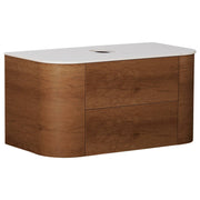 Solara 90cm Single Wall Hung Vanity, Dark Walnut