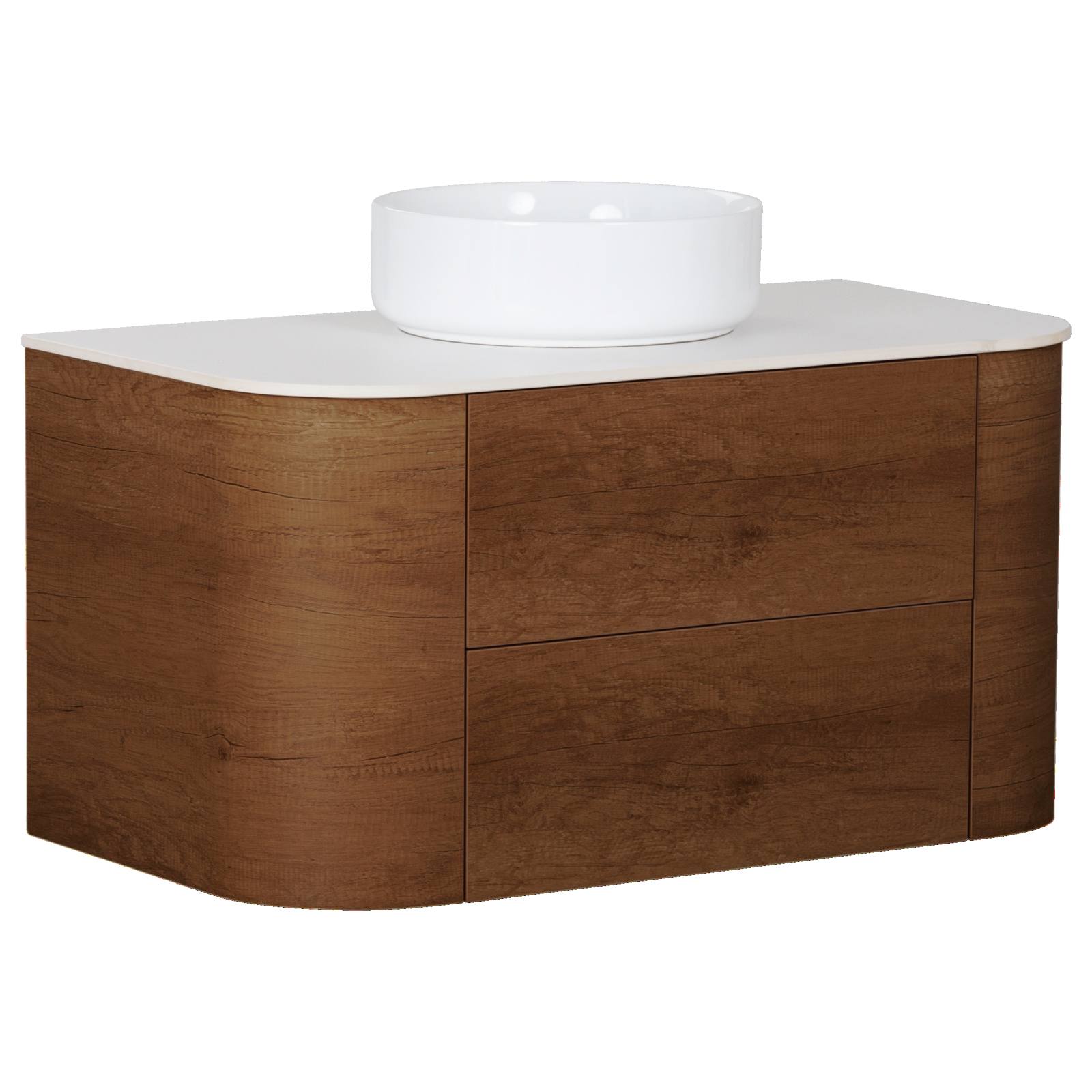 Solara 90cm Single Wall Hung Vanity, Dark Walnut