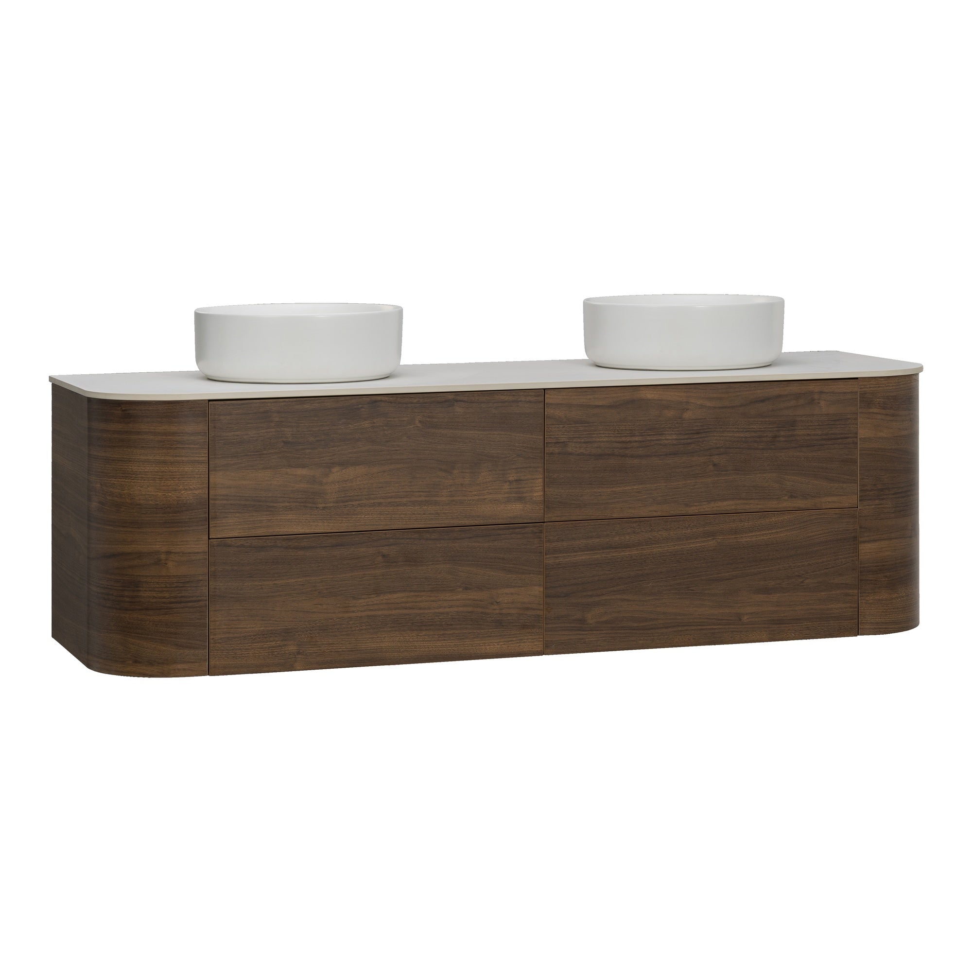 Solara 150cm Double Wall Hung Vanity, Dark Walnut