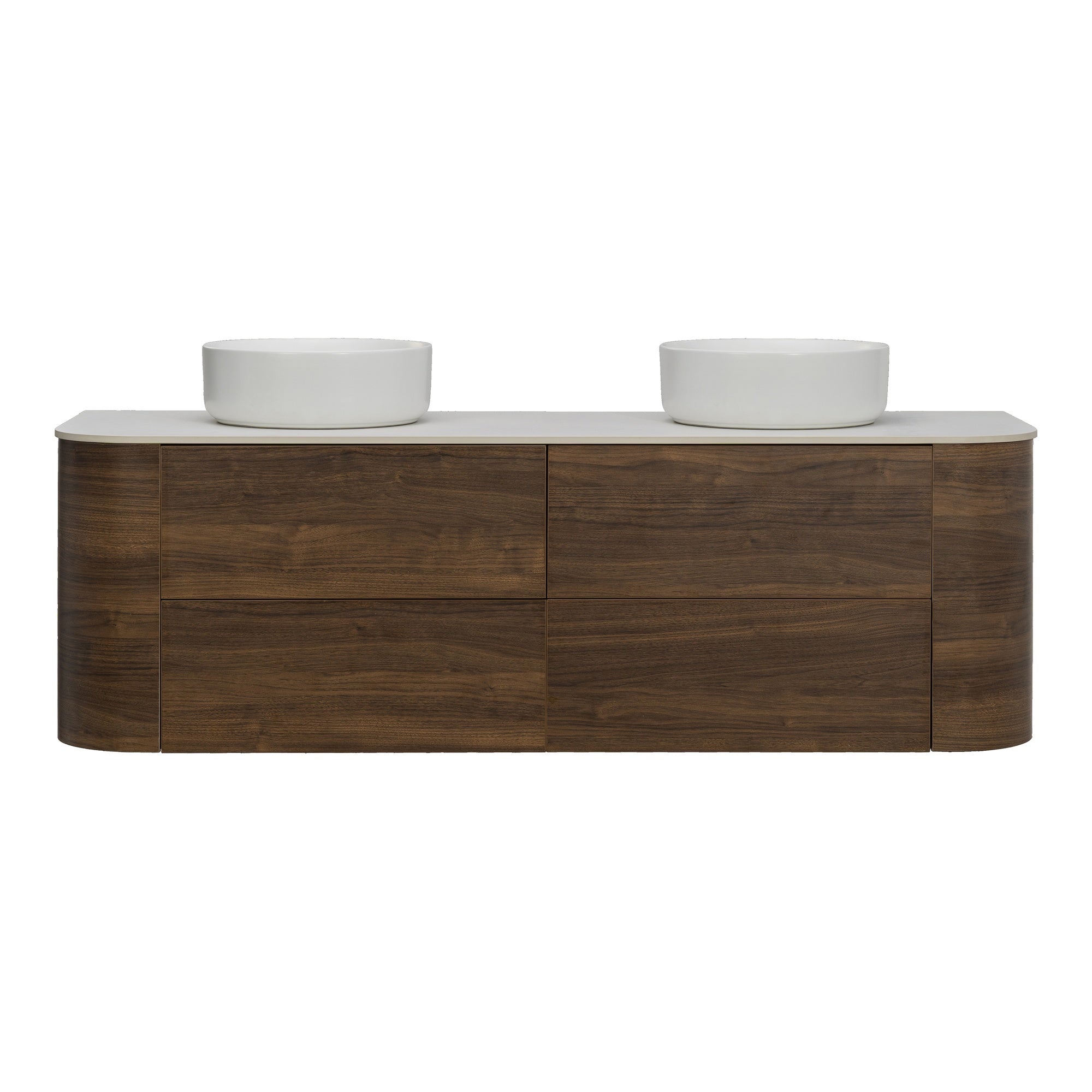 Solara 150cm Double Wall Hung Vanity, Dark Walnut