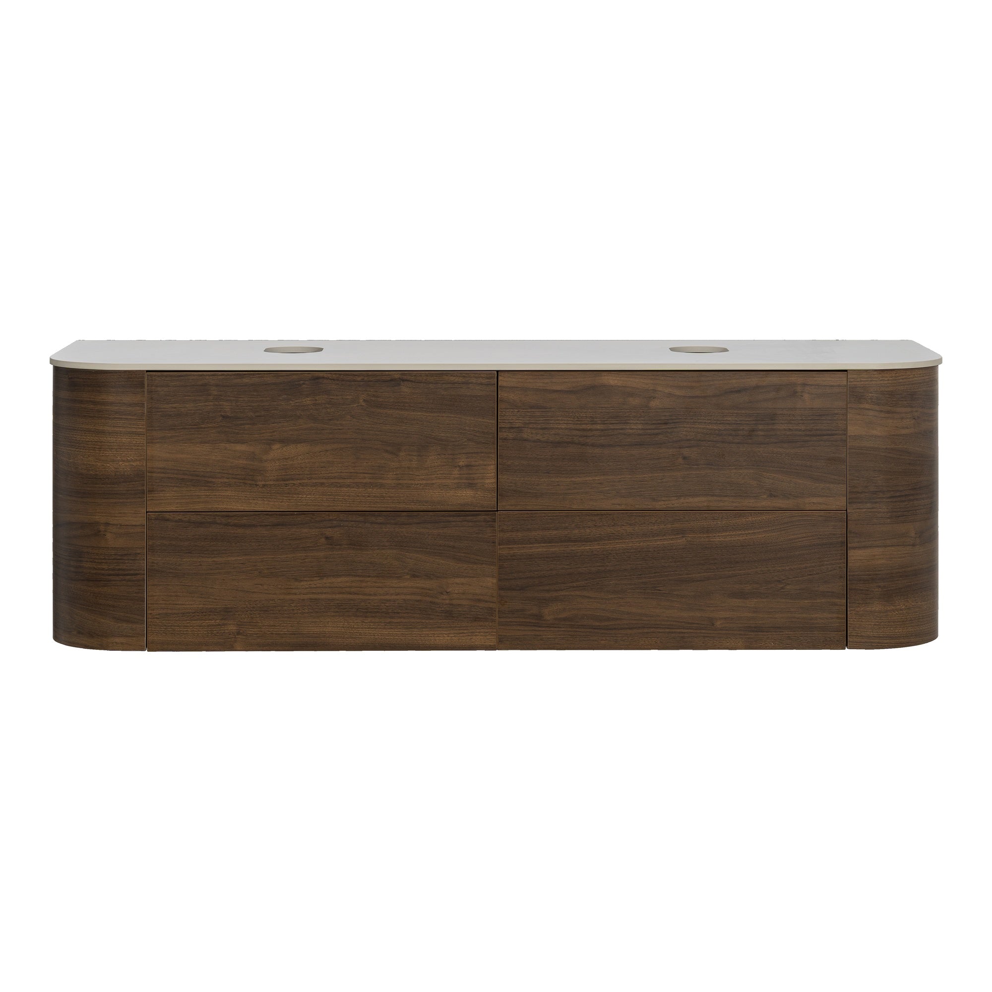 Solara 150cm Double Wall Hung Vanity, Dark Walnut
