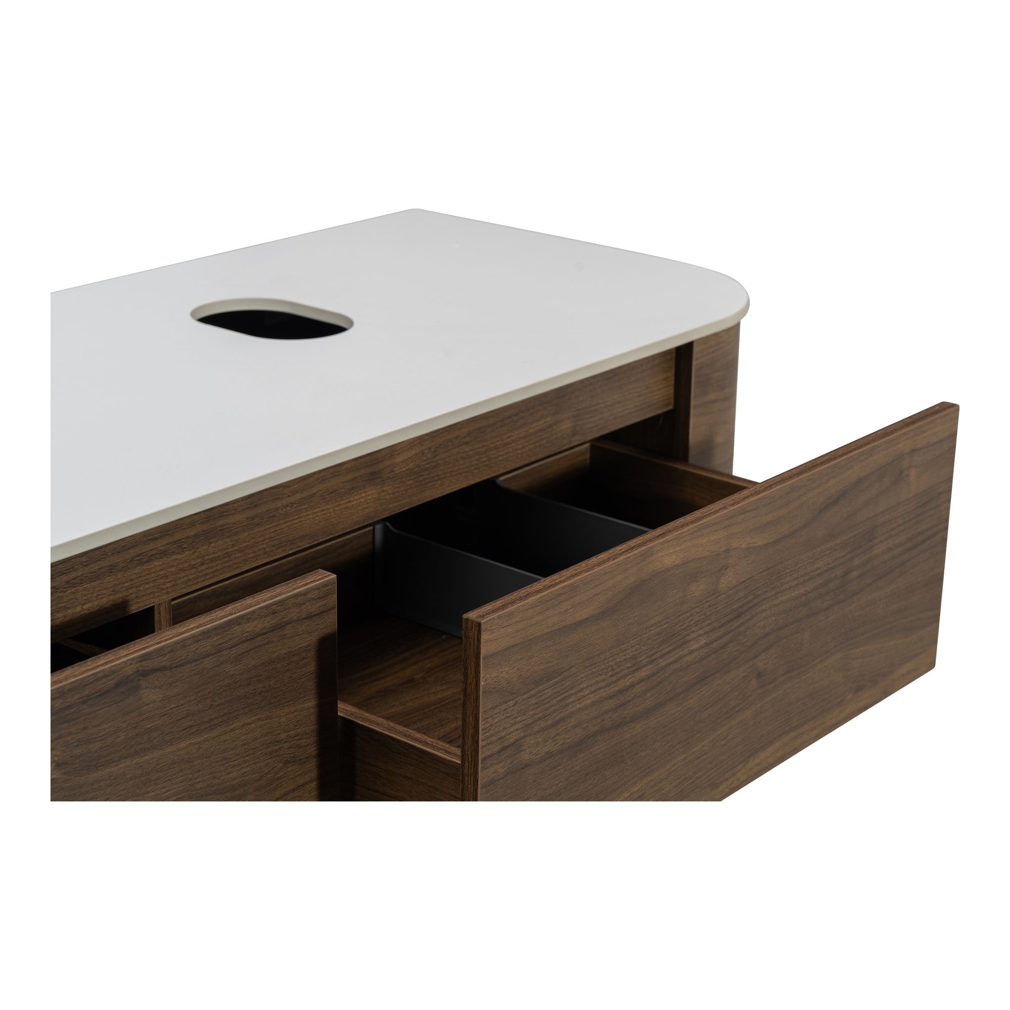 Solara 150cm Double Wall Hung Vanity, Dark Walnut