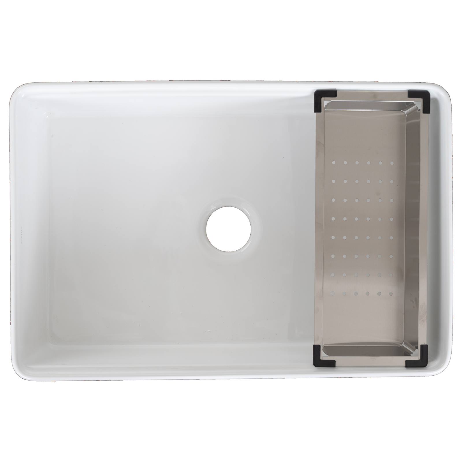 Cornwall Premium 76x50.8x25.4cm Single Fireclay Sink, White