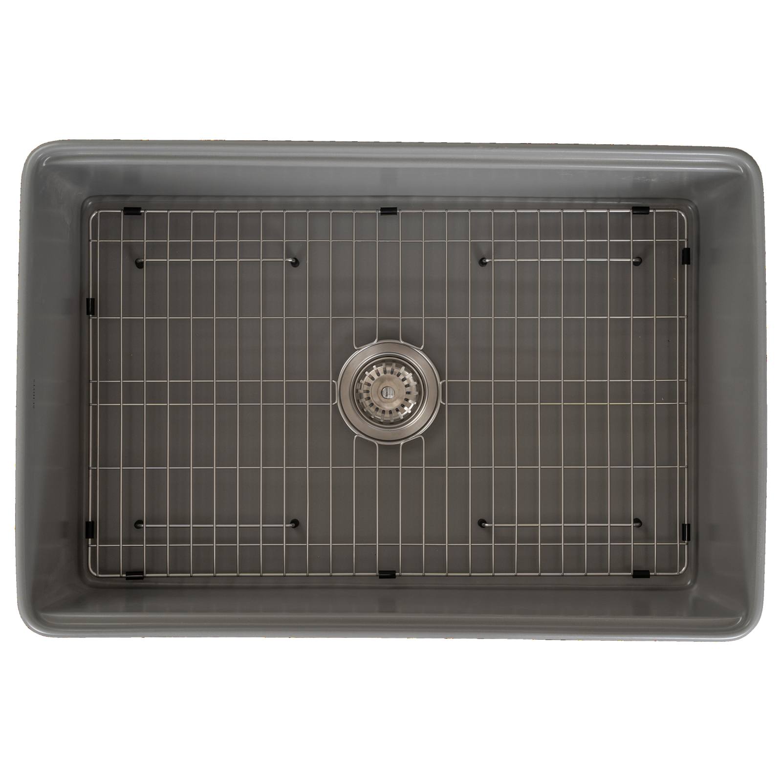 Cornwall Premium 76x50.8x25.4cm Single Fireclay Sink, Light Grey