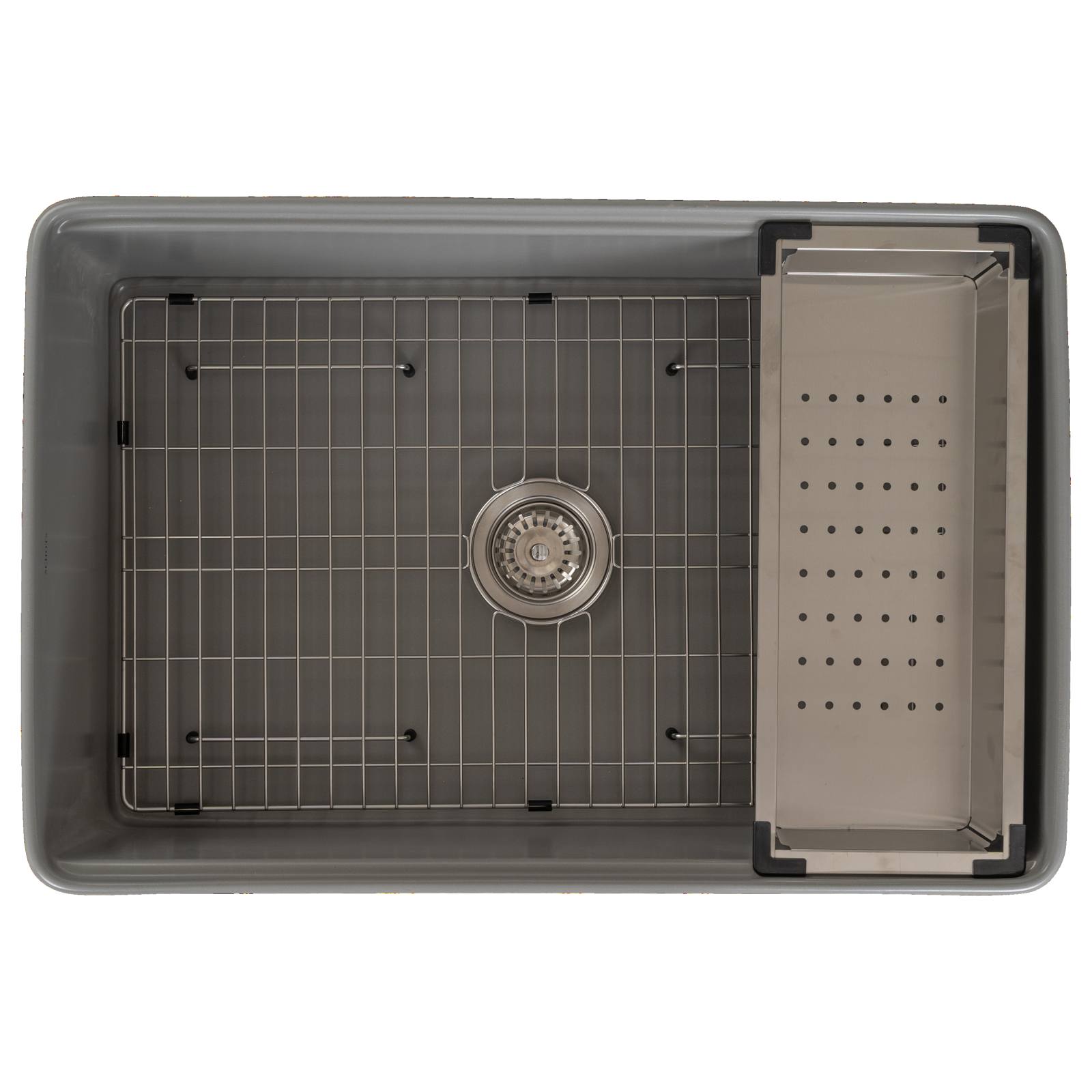 Cornwall Premium 76x50.8x25.4cm Single Fireclay Sink, Light Grey