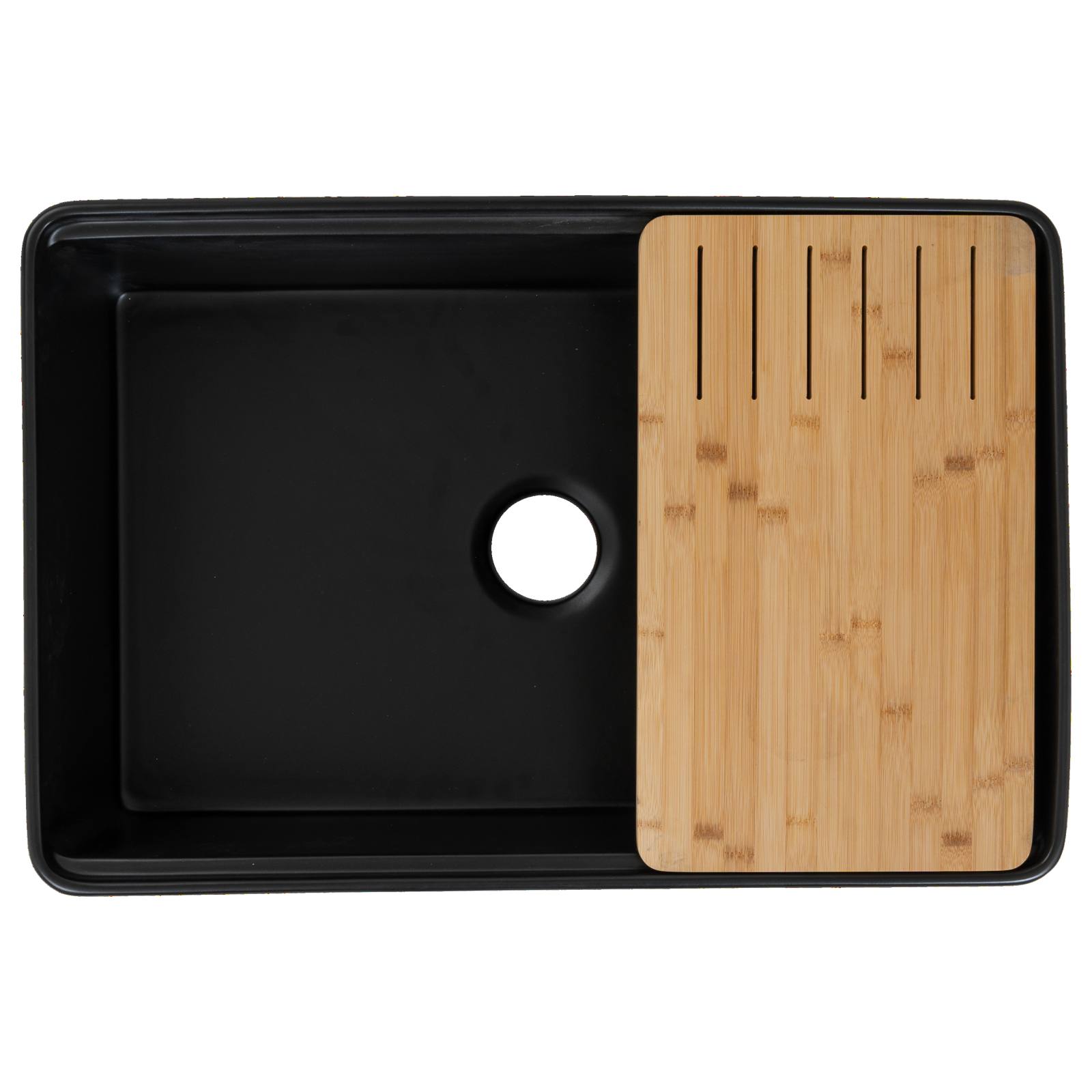 Cornwall Premium 76x50.8x25.4cm Single Fireclay Sink, Matte Black