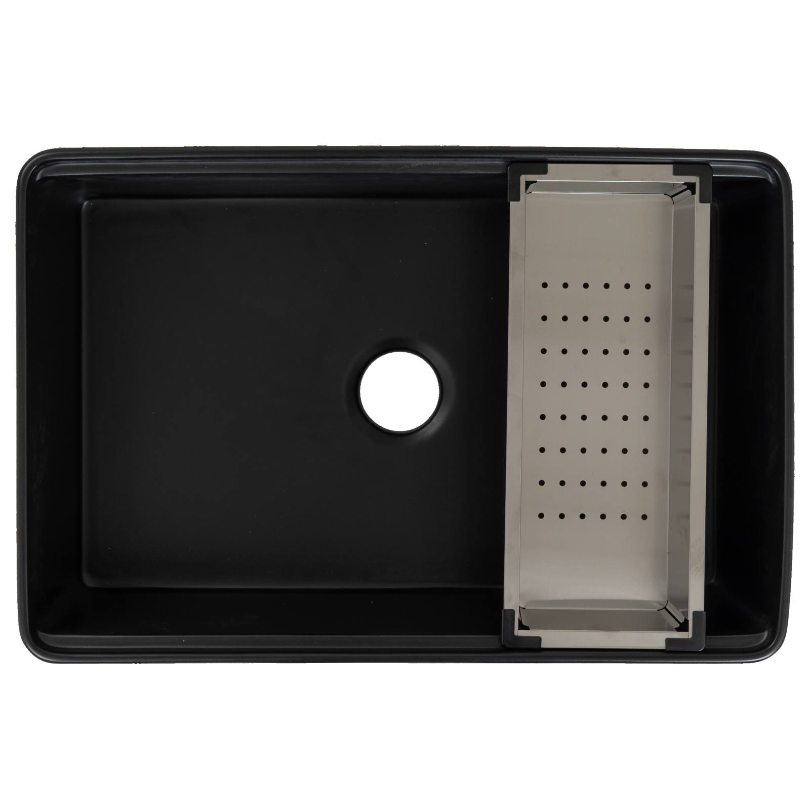 Cornwall Premium 76x50.8x25.4cm Single Fireclay Sink, Matte Black