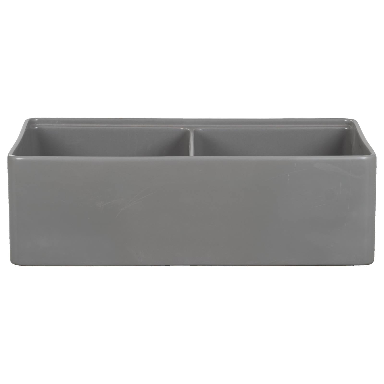 Cornwall Premium 83.5x50.8x25.4cm Double Fireclay Sink, Light Grey