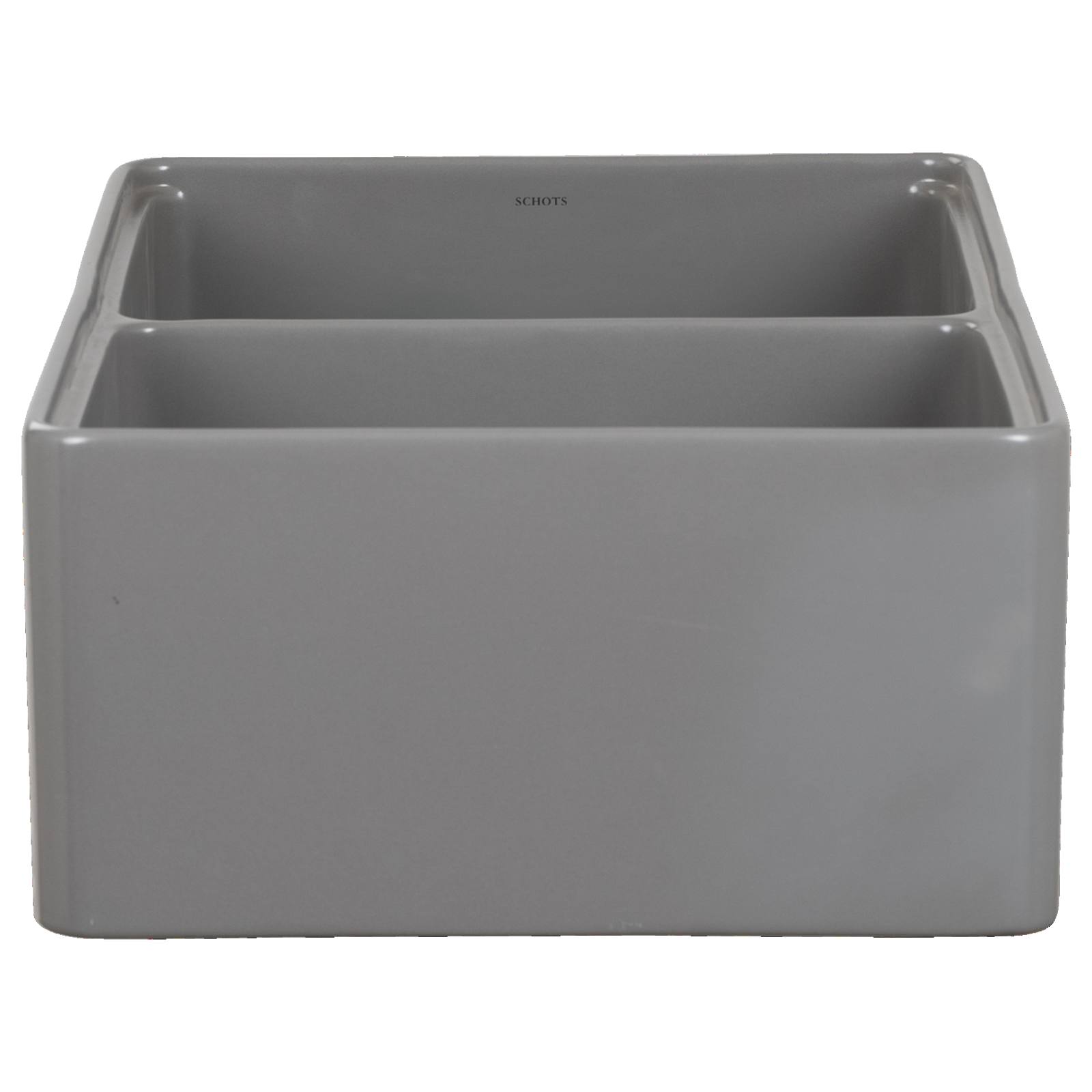 Cornwall Premium 83.5x50.8x25.4cm Double Fireclay Sink, Light Grey