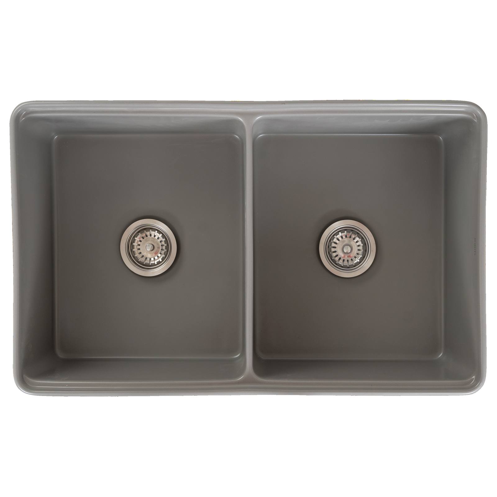 Cornwall Premium 83.5x50.8x25.4cm Double Fireclay Sink, Light Grey