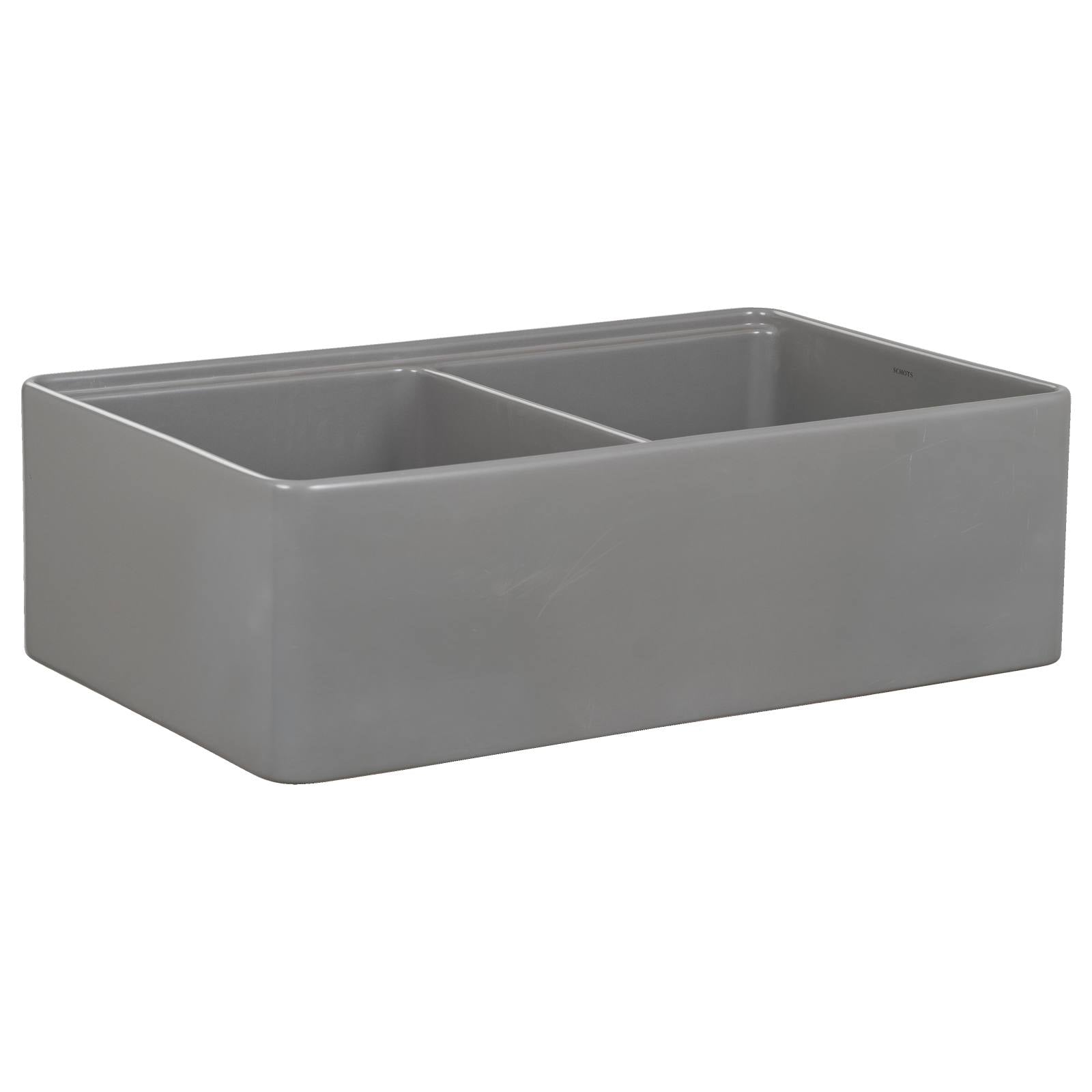 Cornwall Premium 83.5x50.8x25.4cm Double Fireclay Sink, Light Grey