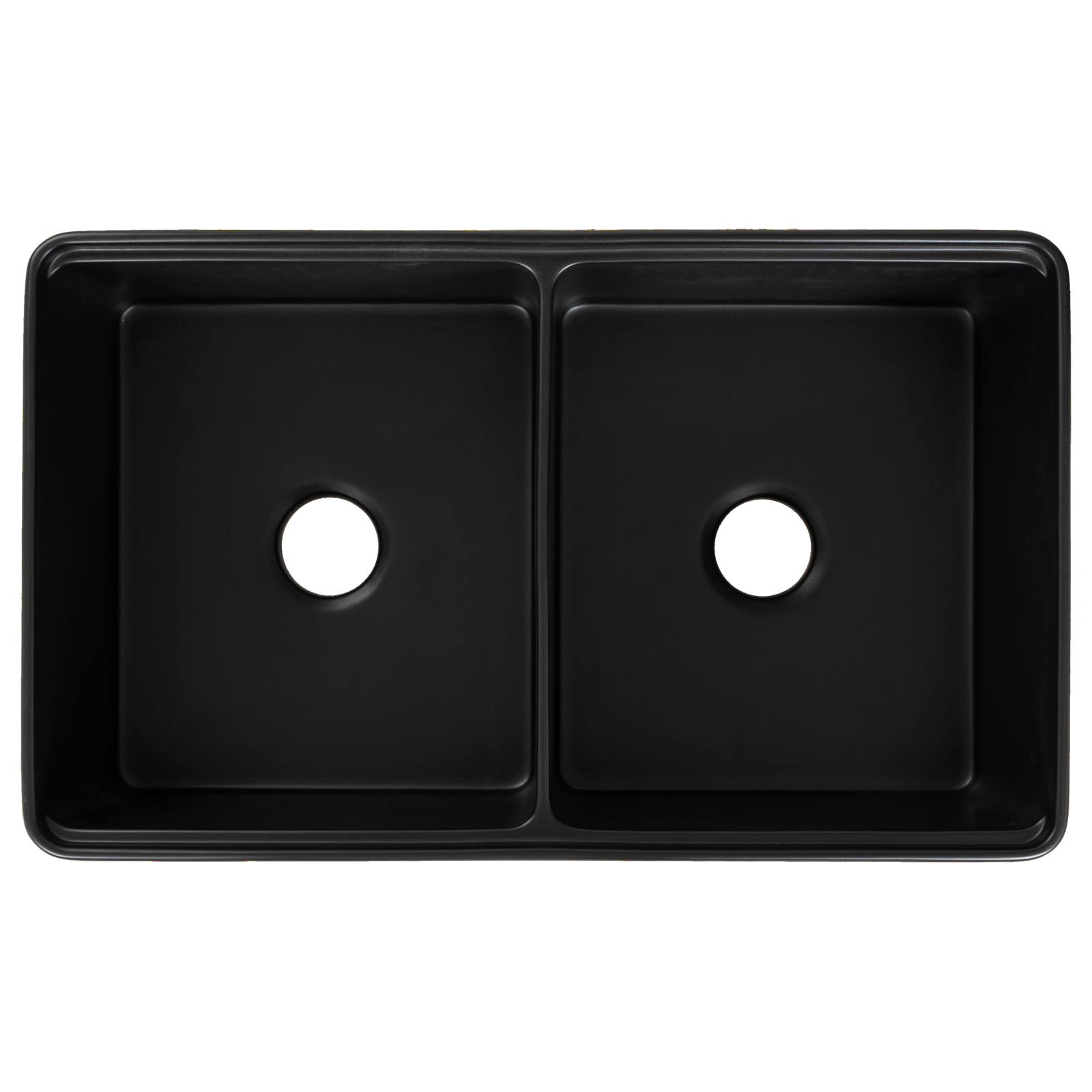 Cornwall Premium 83.5x50.8x25.4cm Double Fireclay Sink, Matte Black