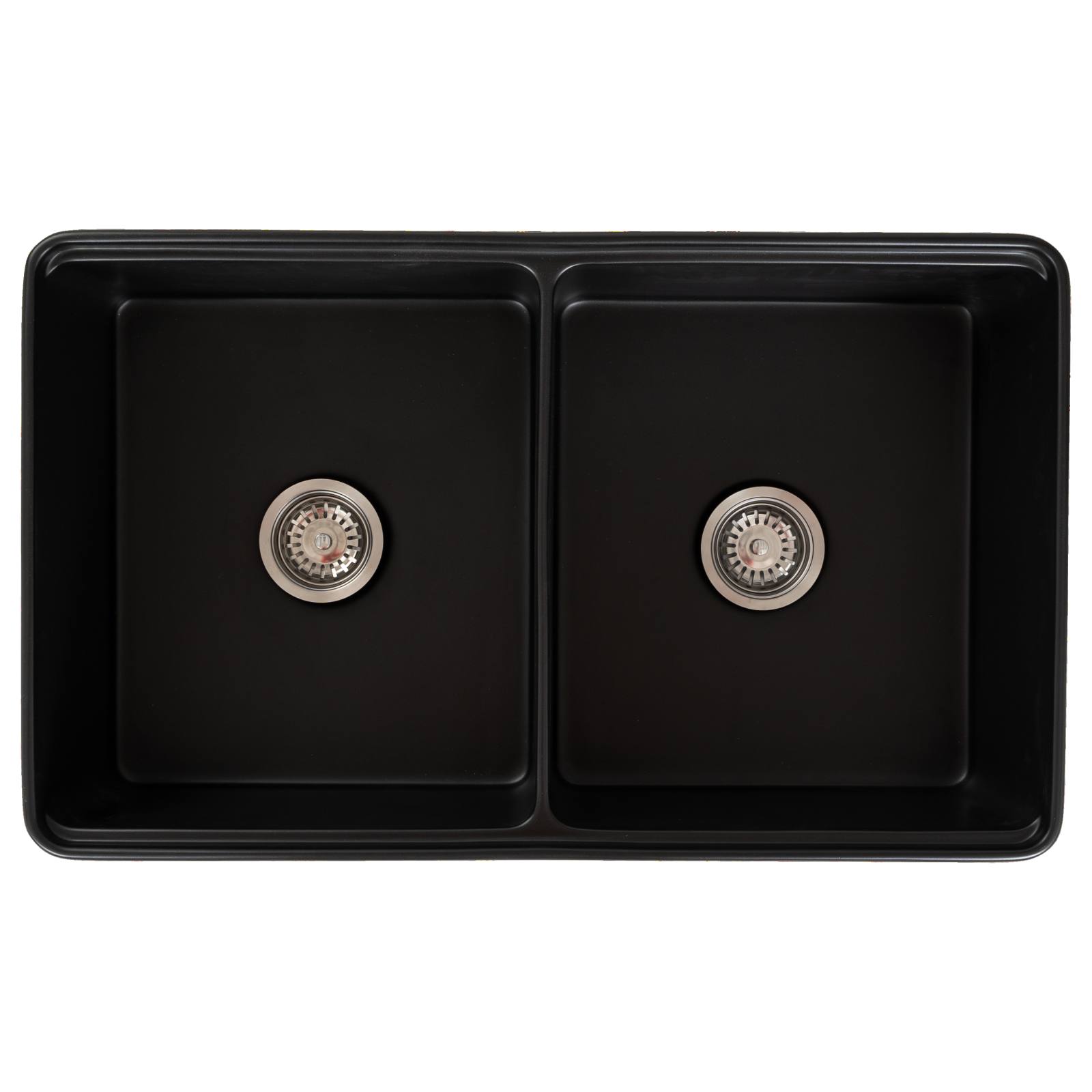 Cornwall Premium 83.5x50.8x25.4cm Double Fireclay Sink, Matte Black