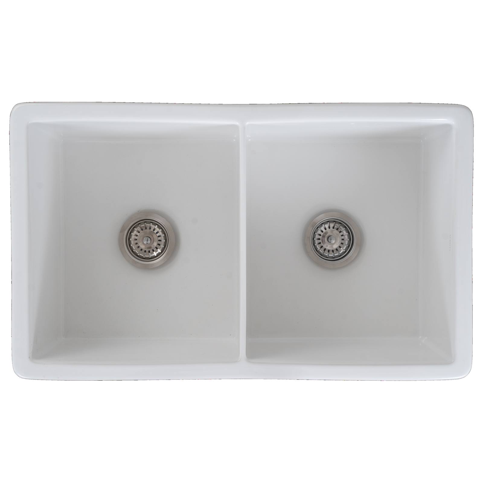 Wicklow Premium 83.5x50.8x25.4cm Double Drop in Undermount Fireclay Sink, White