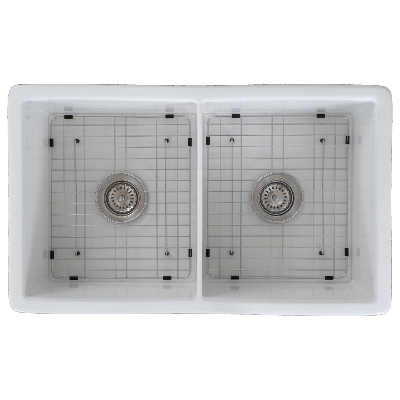 Wicklow Premium 83.5x50.8x25.4cm Double Drop in Undermount Fireclay Sink, White