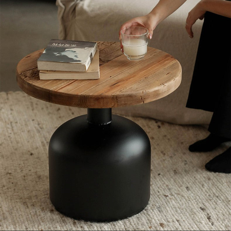 Morency 50cm Reclaimed Pine Round Side Table, Natural