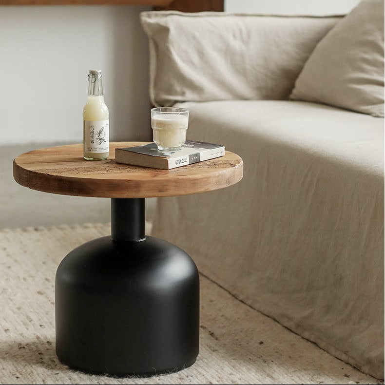 Morency 50cm Reclaimed Pine Round Side Table, Natural