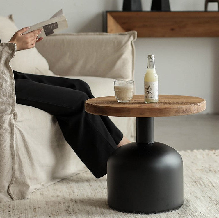Morency 50cm Reclaimed Pine Round Side Table, Natural