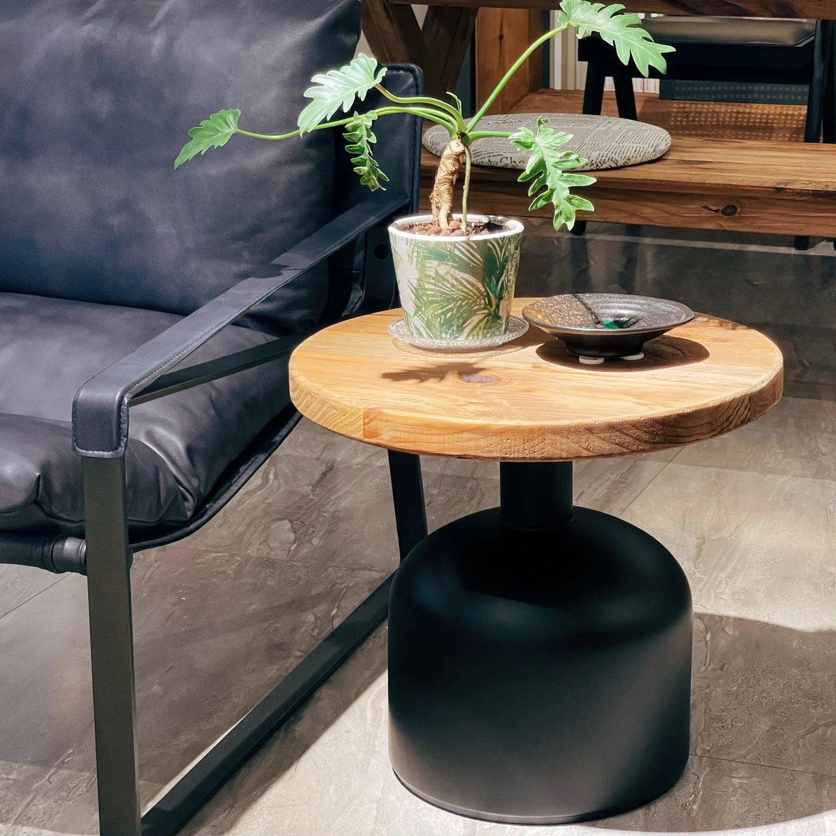 Morency 50cm Reclaimed Pine Round Side Table, Natural