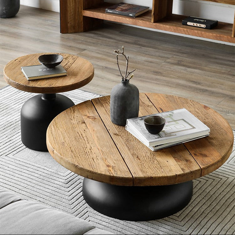 Morency 90cm Reclaimed Pine Round Coffee Table, Natural