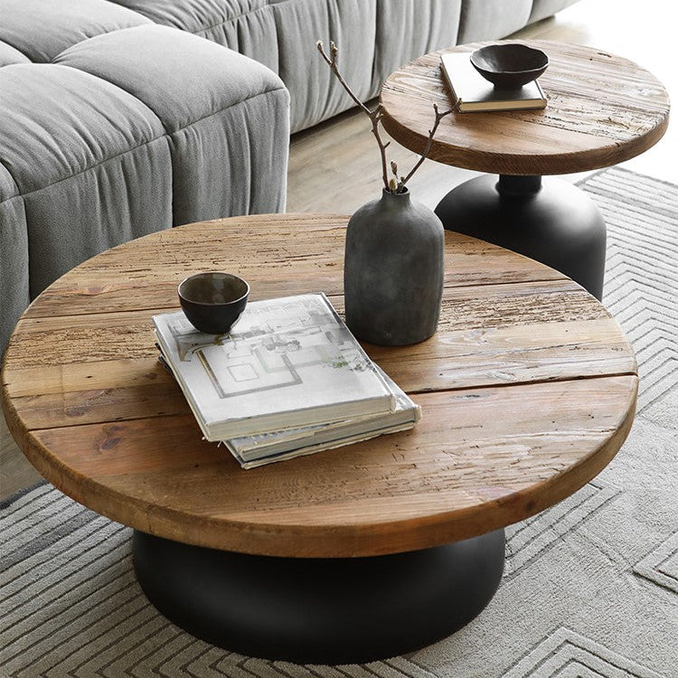 Morency 90cm Reclaimed Pine Round Coffee Table, Natural