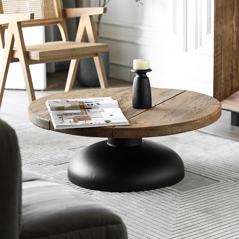 Morency 90cm Reclaimed Pine Round Coffee Table, Natural
