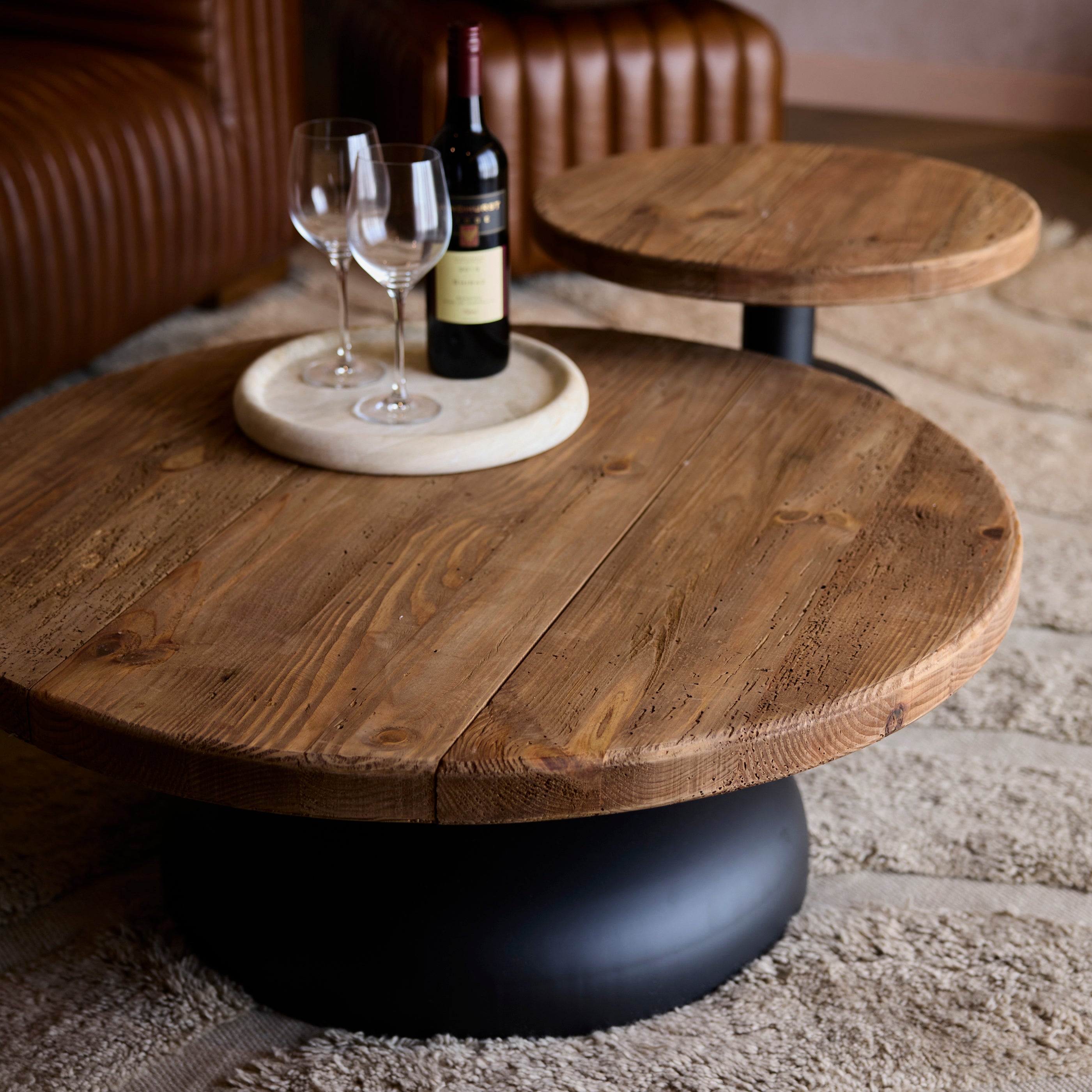 Morency 90cm Reclaimed Pine Round Coffee Table, Natural