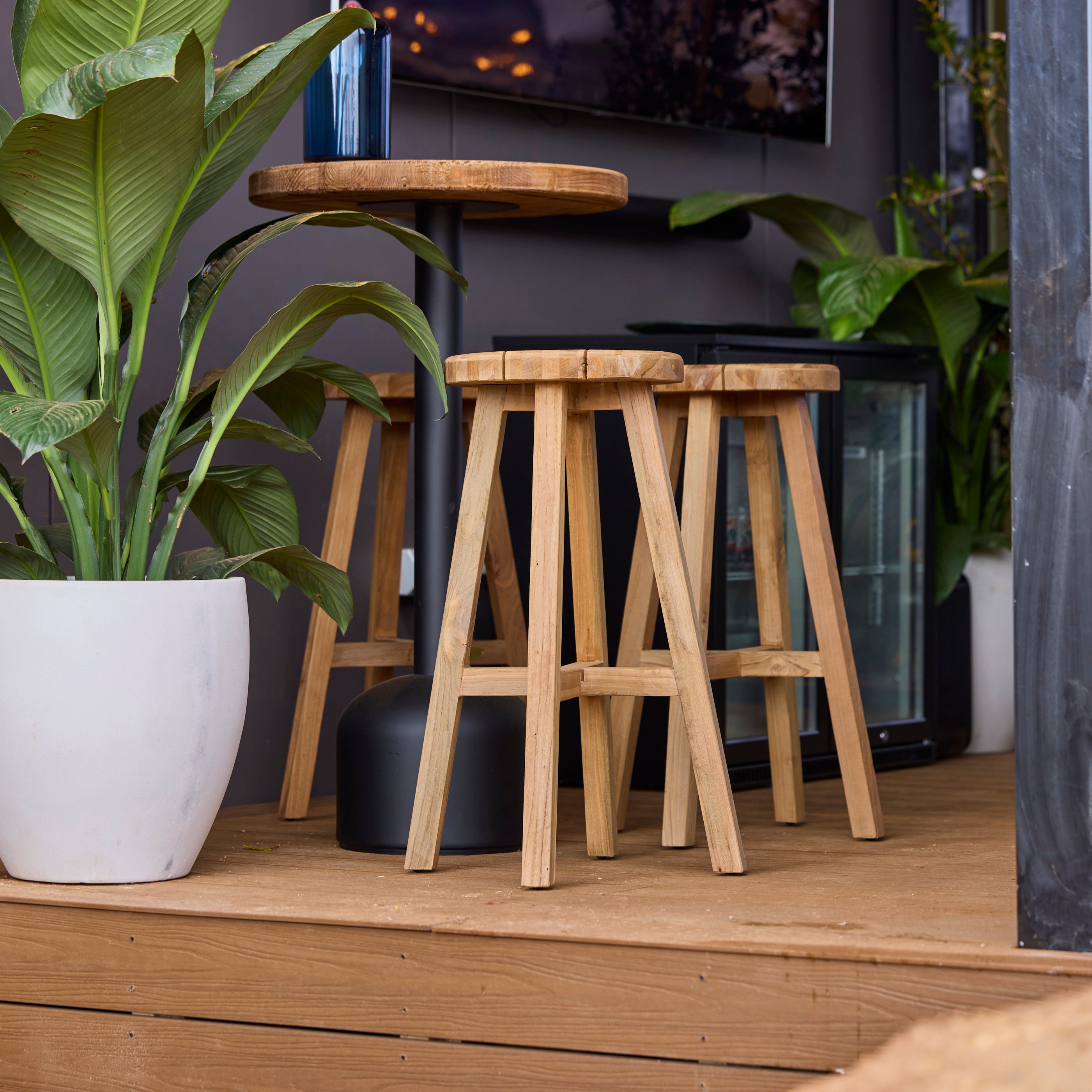 Morency 60cm Reclaimed Pine Round Bar Table, Natural