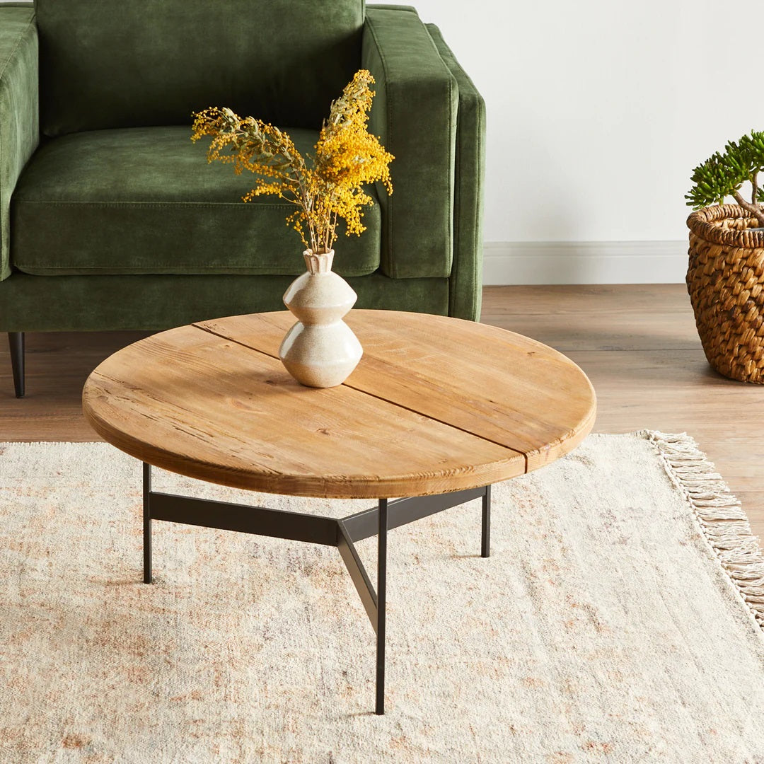 Rangeview 72cm Reclaimed Pine Round Coffee Table, Natural