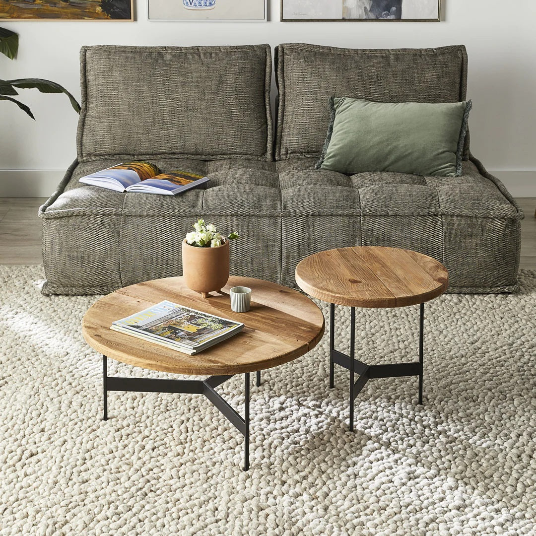 Rangeview 72cm Reclaimed Pine Round Coffee Table, Natural