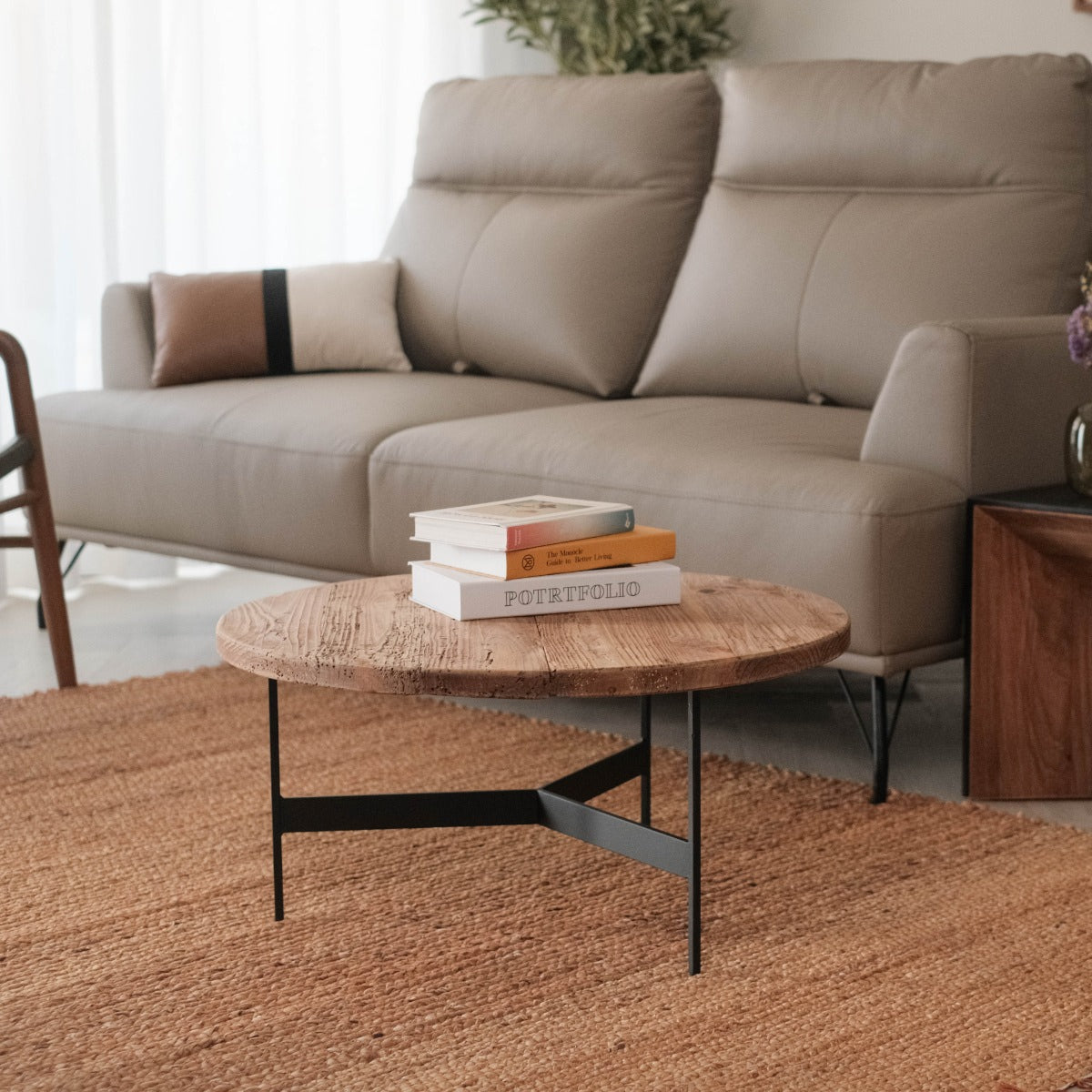 Rangeview 52cm Reclaimed Pine Round Side Table, Natural