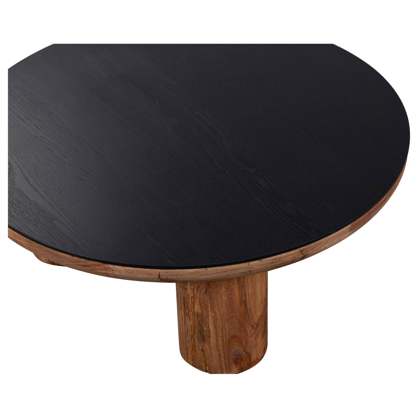 Knoxville 92cm Reclaimed Pine Round Coffee Table, Black