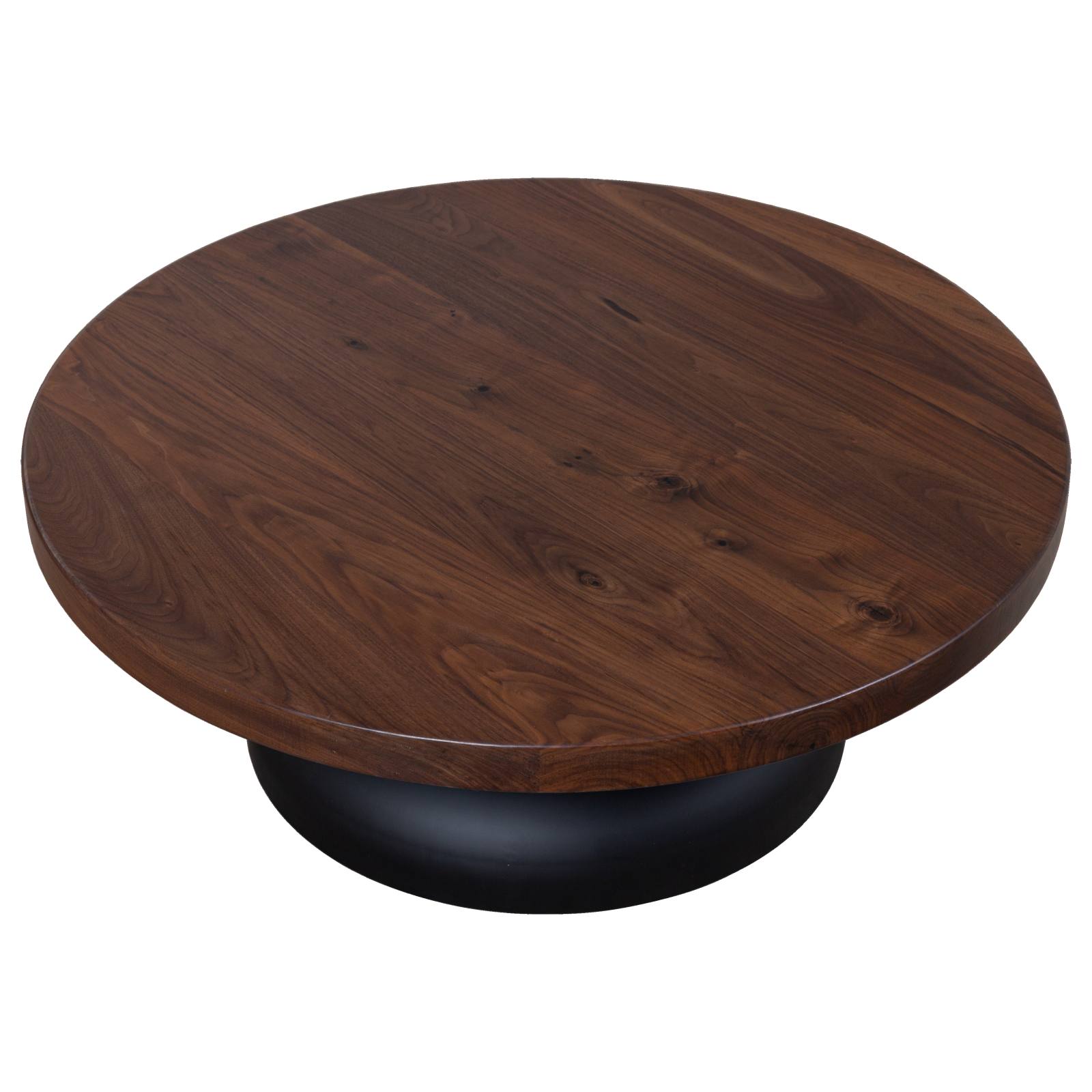 Montserat 92cm Walnut Round Coffee Table, Black