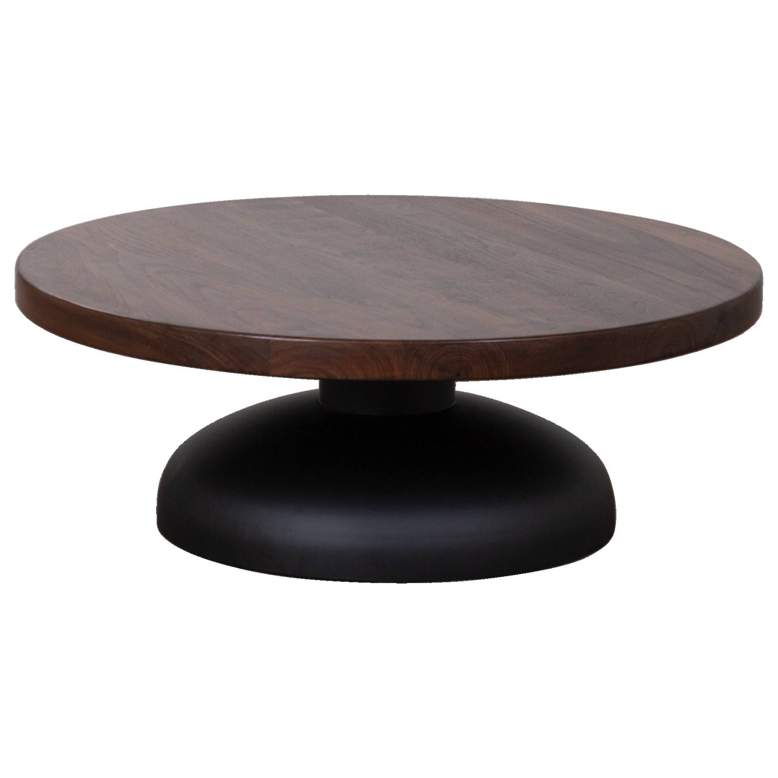 Montserat 92cm Walnut Round Coffee Table, Black