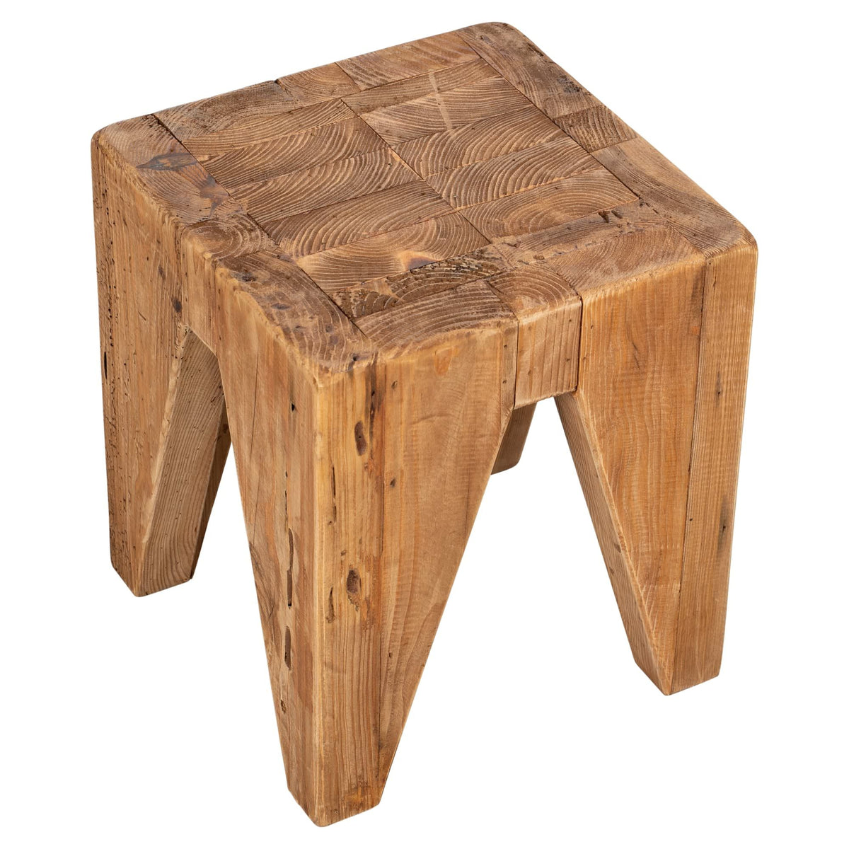 Zig 35cm Recycled Pine Stool, Natural