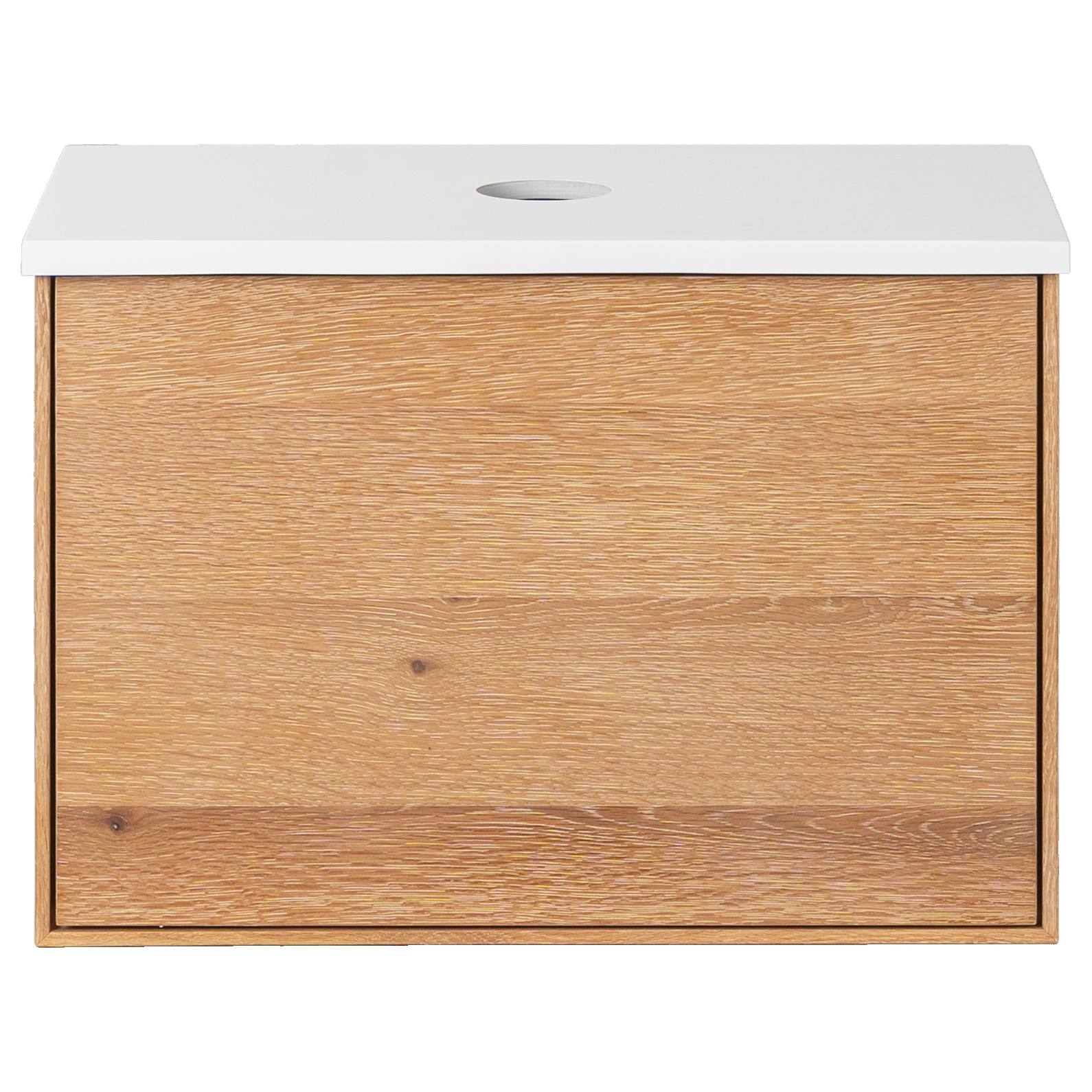 Alero 60 White Resin Top Wall Hung Vanity, Acacia Tan