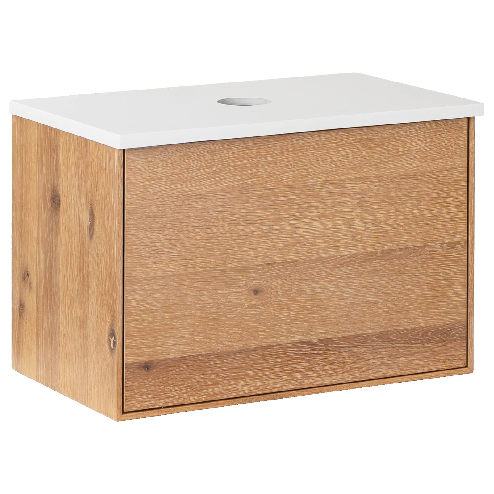 Alero 60 White Resin Top Wall Hung Vanity, Acacia Tan